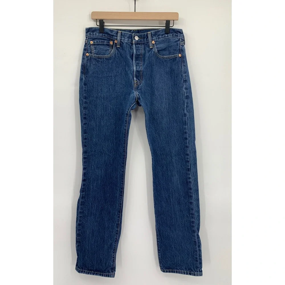 Vintage Levis 501 Jeans Mens 32x34 Blue Straight Leg Button Fly 90s Denim